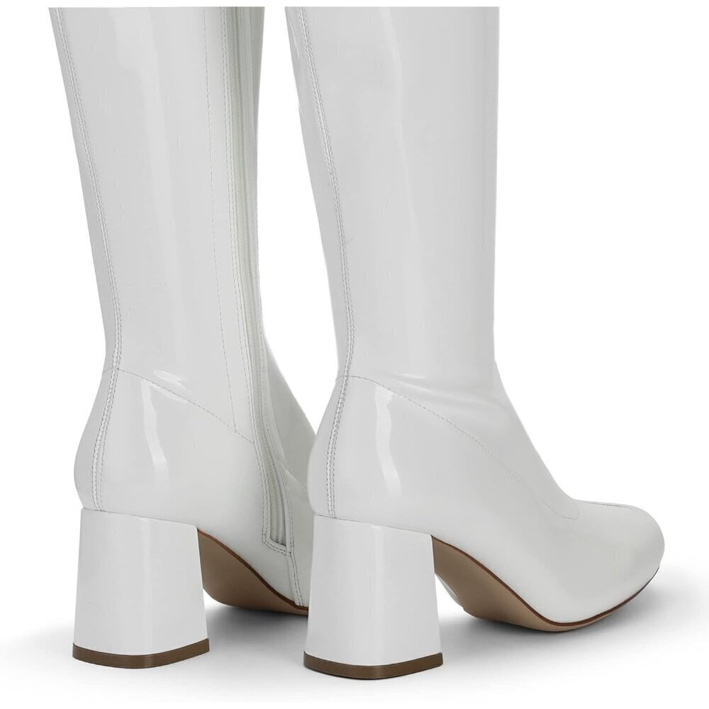 Women's Gogo Boots, Square Toe Chunky Knee High Boots For Women - Picture 4 of 7